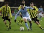 Man City's Samir Nasri takes on the Borussia Dortmund defence on December 4, 2012