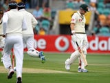 Australia's Ed Cowan walks after being dismissed for four against Sri Lanka on December 14, 2012 