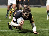 London Wasps' Elliot Daly scores a try on December 13, 2012