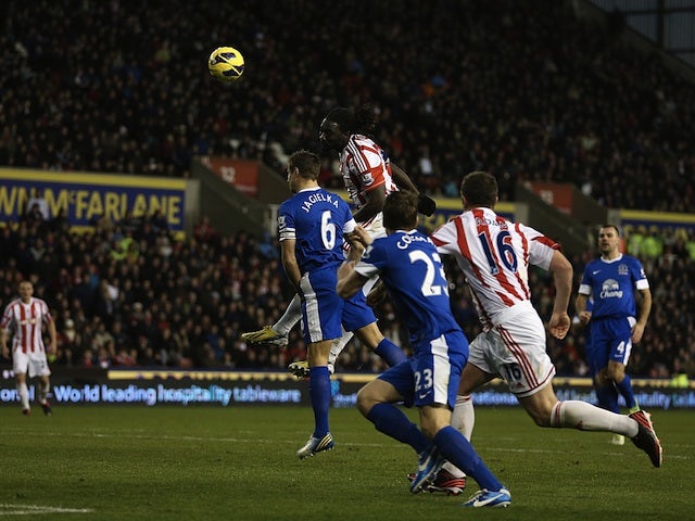 Stoke's Kenwyne Jones equalises against Everton on December 15, 2012
