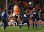 Wes Thomas rises highest to give Blackpool the lead over Blackburn on December 15, 2012
