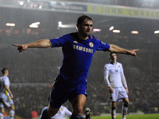 Chelsea's Branislav Ivanovic celebrates scoring his team's second goal on December 19, 2012