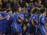 A huddle of happy Chelsea players on December 23, 2012