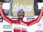 Spain's Joaquim Rodriguez celebrates on the podium after winning the Belgian cycling classic on April 18, 2012