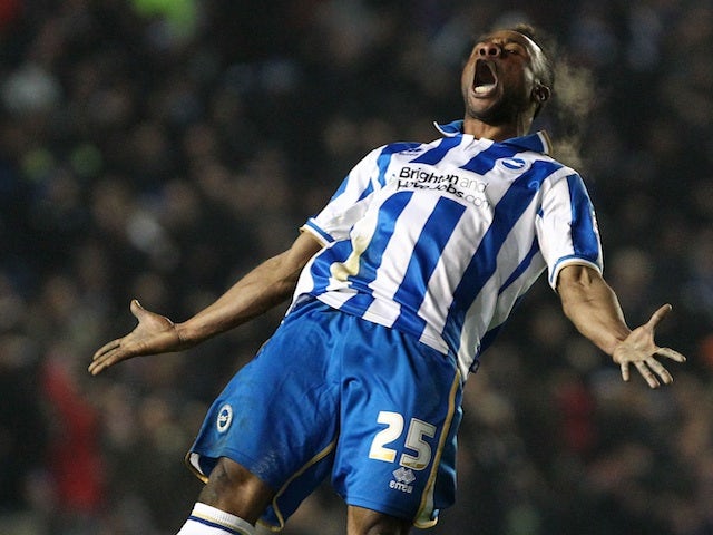Brighton's Lua Lua celebrates his goal against Millwall on December 18, 2012