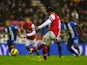 Arsenal's Mikel Arteta shoots from the penalty spot on December 22, 2012