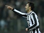 Juventus' Mirko Vucinic celebrates his goal against Cagliari on December 21, 2012