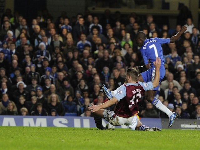 Chelsea's Ramires scores against Aston Villa on December 23, 2012