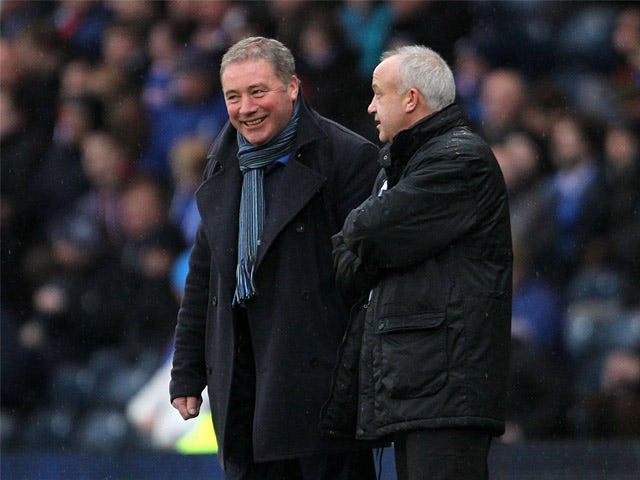 Rangers manager Ally McCoist and Queens Park manager Gardner Speirs on December 29, 2012