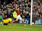 Nottingham Forest's Billy Sharp beats opposition to tap in his team's second goal on December 29, 2012