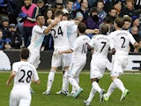 Frank Lampard is congratulated by team mates after scoring the equaliser just before half time against Everton on December 30, 2012