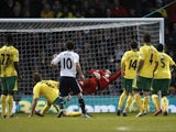 Chelsea star Juan Mata scores the first goal against Norwich on December 26, 2012