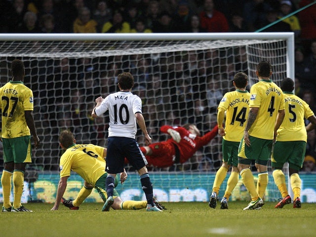 Chelsea star Juan Mata scores the first goal against Norwich on December 26, 2012