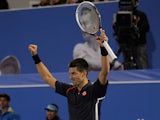 Novak Djokovic moments after winning the World Tennis Championship in Abu Dhabi on December 29, 2012