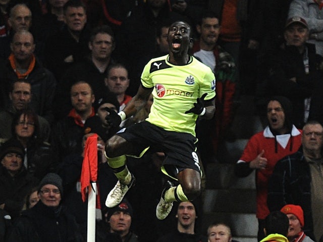 Newcastle striker Papiss Cisse celebrates his goal against Man Utd on Boxing Day 2012
