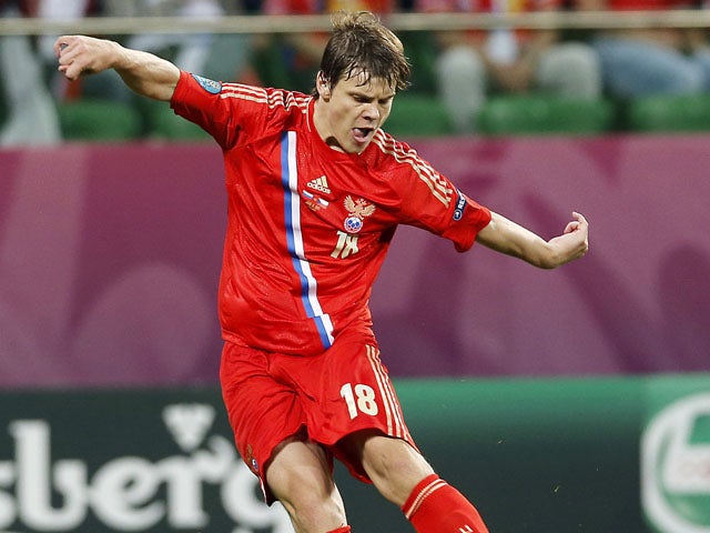 Russia's Alexander Kokorin playing for Russia in Euro 2012 on June 8, 2012