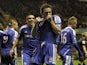 Chelsea's Frank Lampard celebrates scoring his goal during the English Premier League football match against Wolverhampton Wanderers on January 2, 2012