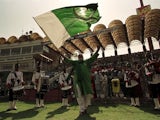 Pre-match action at Gadaffi Stadium in Lahore, Pakistan before a test between the hosts and England on November 19, 2000