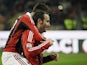 AC Milan's Giampaolo Pazzini celebrates his goal during the 2-1 win over Siena on January 6, 2013