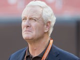 Team owner Jimmy Haslam talk on the field prior to a preseason game of the Cleveland Browns on August 30, 2012