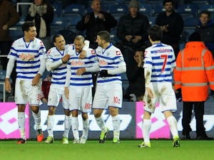 QPR players congratulate Kieron Dyer on his late goal against West Brom on January 5, 2013