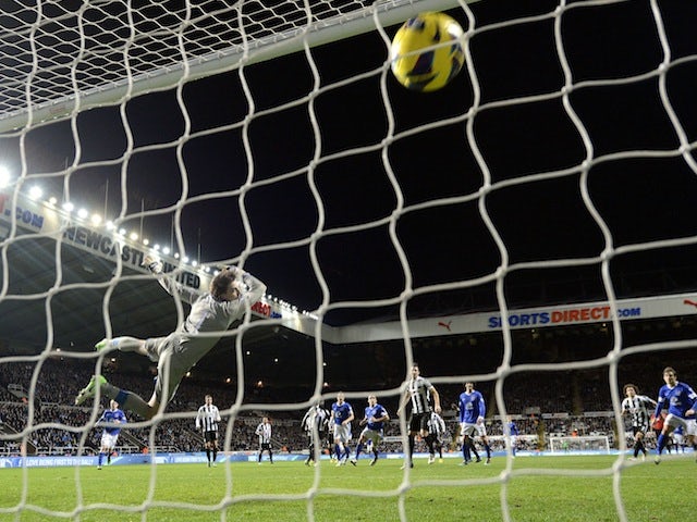 Everton left-back Leighton Baines slams in a free-kick against Newcastle on January 2, 2013