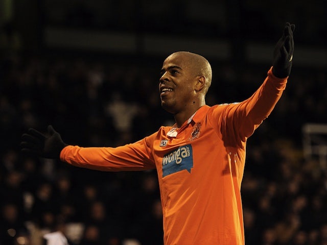 Blackpool's Ludovic Sylvestre celebrates his opener against Fulham on January 5, 2013