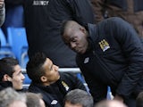 Controversial City forward Mario Balotelli takes his place on the bench against Watford on January 5, 2013