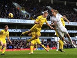 Spurs defender Michael Dawson scores the equaliser against Reading on January 1, 2013