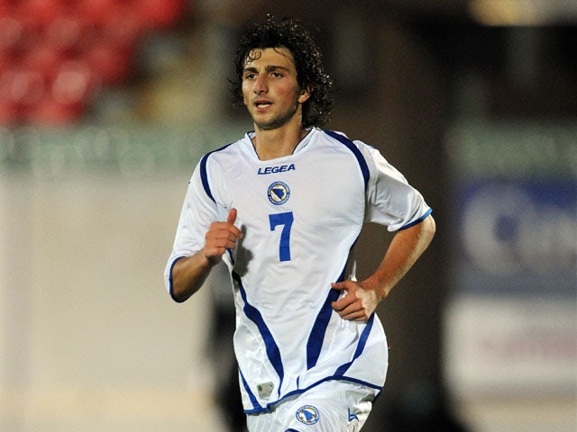 Miroslav Stevanovic of Bosnia-Herzegovina in a friendly against Wales on August 15, 2012