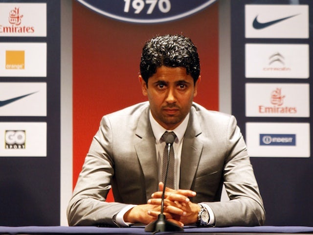 PSG owner Nasser Al-Khelaifi during a press conference in Paris on July 18, 2012