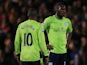 Villa's Christian Benteke and Charles N'Zogbia stand dejected during their 3-1 defeat to Bradford City on January 8, 2013