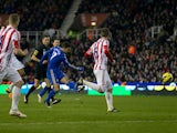 Eden Hazard scores his team's fourth goal against Stoke on January 12, 2013