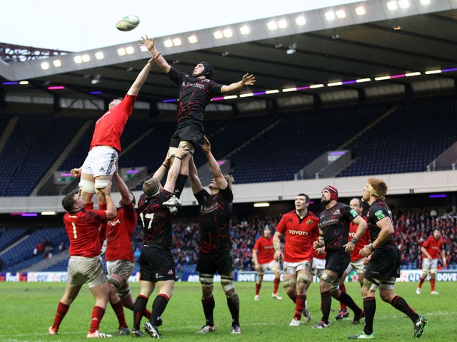 Stuart McInally wins the ball for Edinburgh during their Heineken Cup match with Munster on 13 January, 2013