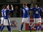 Nikica Jelavic celebrates with team mates after scoring the opener against Cheltenham in the FA Cup on January 7, 2013