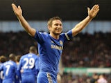 Frank Lampard celebrates scoring his team's third goal after converting a penalty against Stoke on January 12, 2013