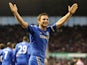 Frank Lampard celebrates scoring his team's third goal after converting a penalty against Stoke on January 12, 2013