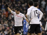 Fulham's Giorgos Karagounis celebrates his opening goal against Wigan on January 12, 2013