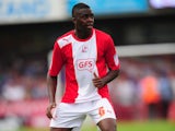 Crawley Town's Hope Akpan in action against Portsmouth on September 9, 2012
