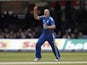 England's James Tredwell celebrates a wicket in the one-day clash with South Africa on September 2, 2012