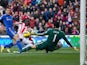 Kenwyne Jones attempt on goal is saved by Petr Cech on January 12, 2013