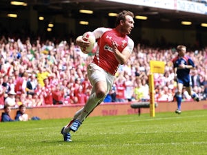 Wales full-back Morgan Stoddart in action against the Barbarians on June 4, 2011