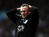 Villa manager Paul Lambert reacts to his side going 1-0 down against Southampton on January 12, 2013