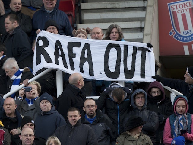 Chelsea fans fail to let it drop despite the team's 4-0 win away at Stoke on January 12, 2013