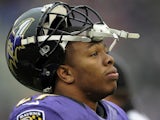 Ravens RB Ray Rice on the sidelines during the game with Denver on December 16, 2012