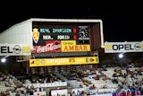 A close up of the scoreboard at Estadio de La Romareda on August 19, 2001