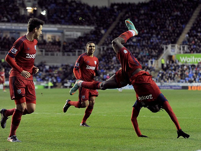 Romelu Lukaku celebrates in style after scoring his second against Reading on January 12, 2013