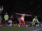 Bradford's Rory McArdle wheels away in delight after scoring the second against Villa on January 8, 2013