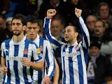 Espanyol's Sergio Garcia celebrates his goal on December 16, 2012