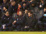 Spurs boss AVB sits in the dugout during the game with Man Utd on January 20, 2013